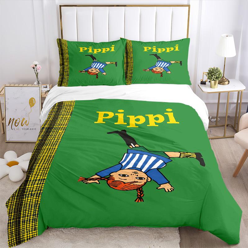 Pippi Adventures Print 3Pcs Bedding Setduvet Cover With 2 Bedropillowcase Home Birthday Gift