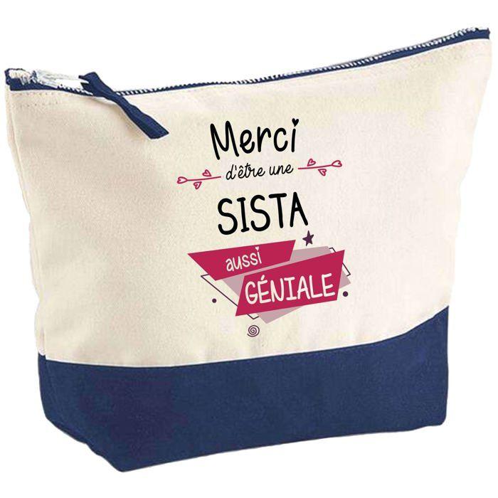 Trousse de maquillage - PLANETEE - Sista Merci Géniale - Grand format - Coton - Impression sublimation HD