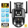 8K WiFi Security Camera 20x Zoom Outdoor Four Lens Dual Screen PTZ Cam Auto Tracking CCTV IP Outdoor Wifi Surveillance Cameras