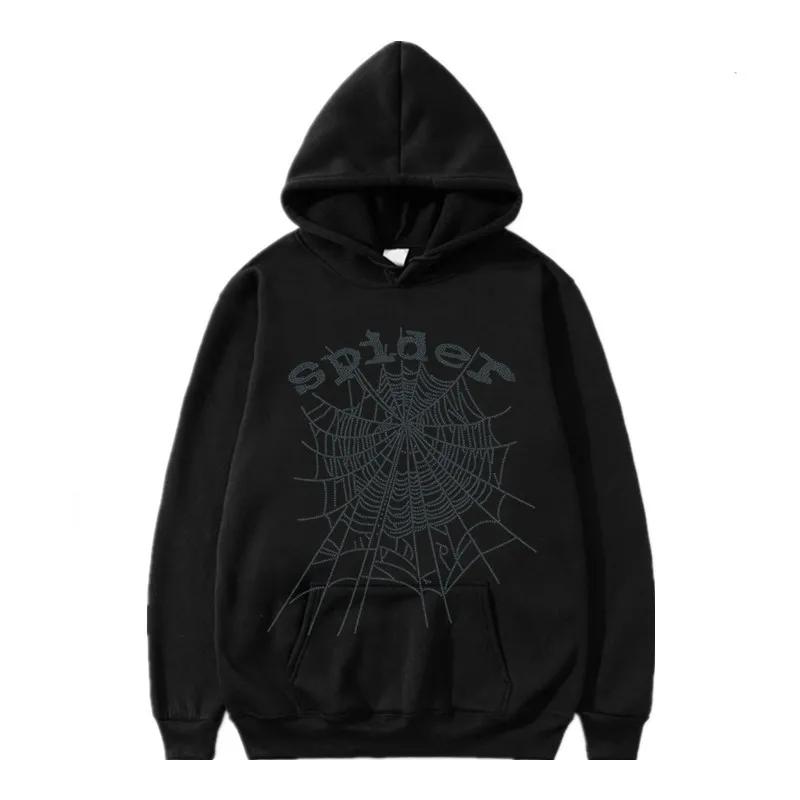 Женщины Осень Street Punk Oversize Unisex Hoodie Spider Cobweb Rhinestone Unisex Hoodies Hip Hop Fashion Letter Y2k Aesthetics Sweatshirts Unisex