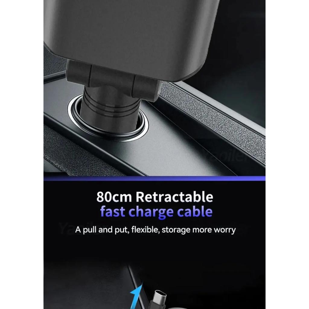 Супербыстрое выдвижное автомобильное зарядное устройство Starlight, 2 выдвижных кабеля и 2 порта USB с освежителем воздуха, для iPhone Samsung