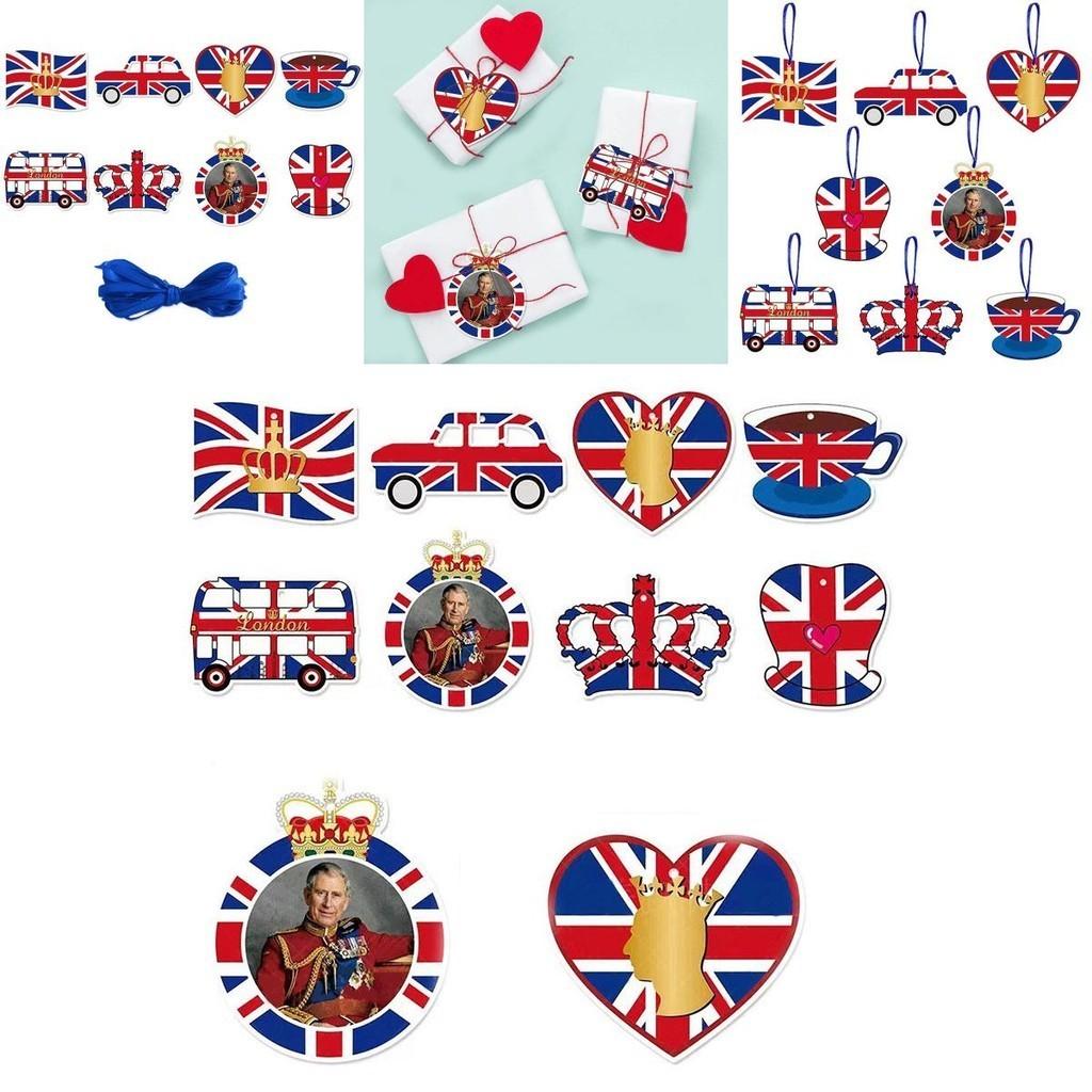 British Monarch Themed Party Supplies Colorful Paper Cutouts With Ribbon
