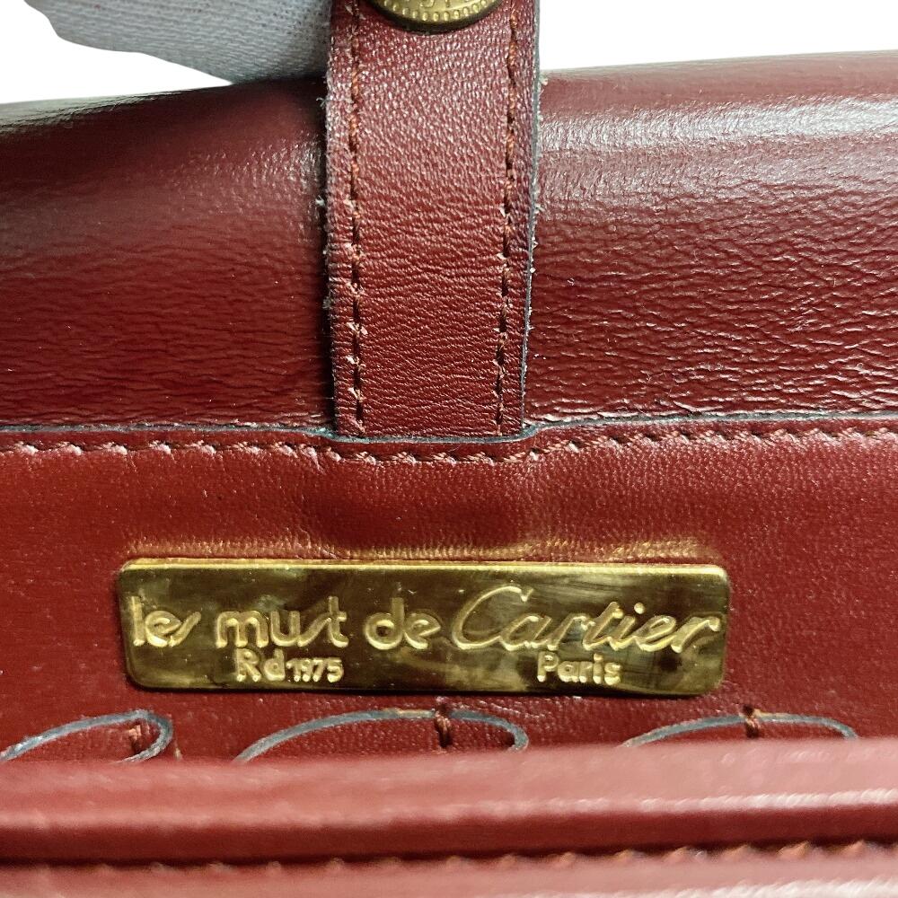 CARTIER flap Must Line leather Shoulder Bag Bordeaux leather Women Used