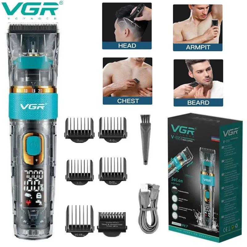Новая VGR V-695 Профессиональная прозрачная машинка для стрижки волос с прозрачным корпусом Парикмахерская IPX7 Водонепроницаемая машинка для стрижки волос Стрижка Машинка для создания нулевой стрижки Домашняя бритва для бороды