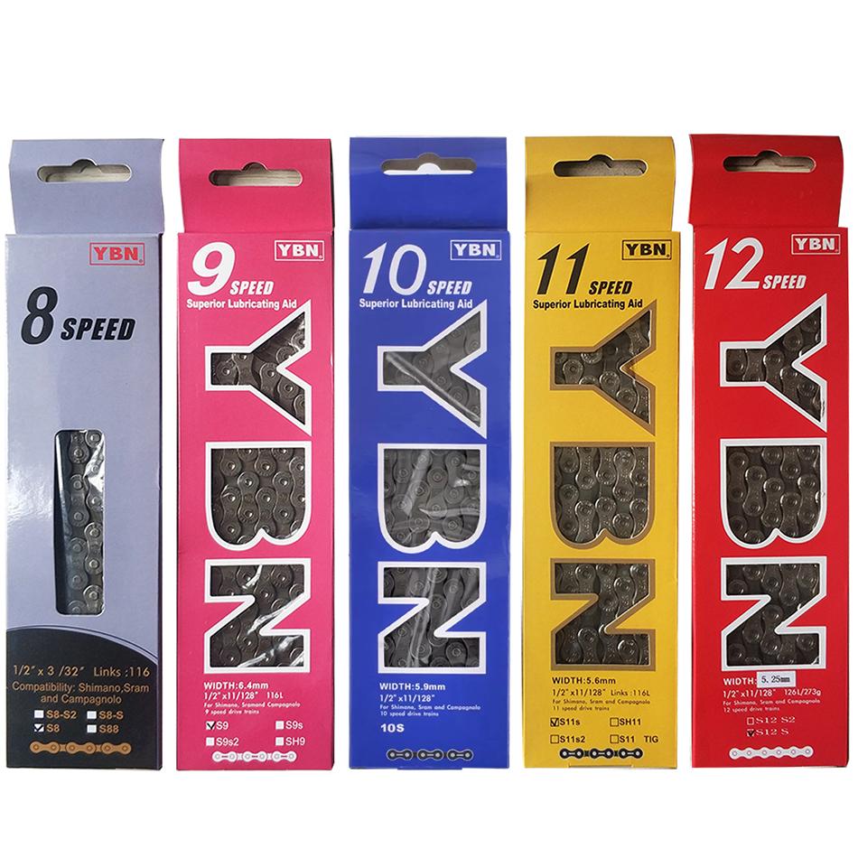 Lightweight Taiwan YBN 8-12 Speed Mountain Road Bicycle Chain for SRAM Variable Speed Flywheel