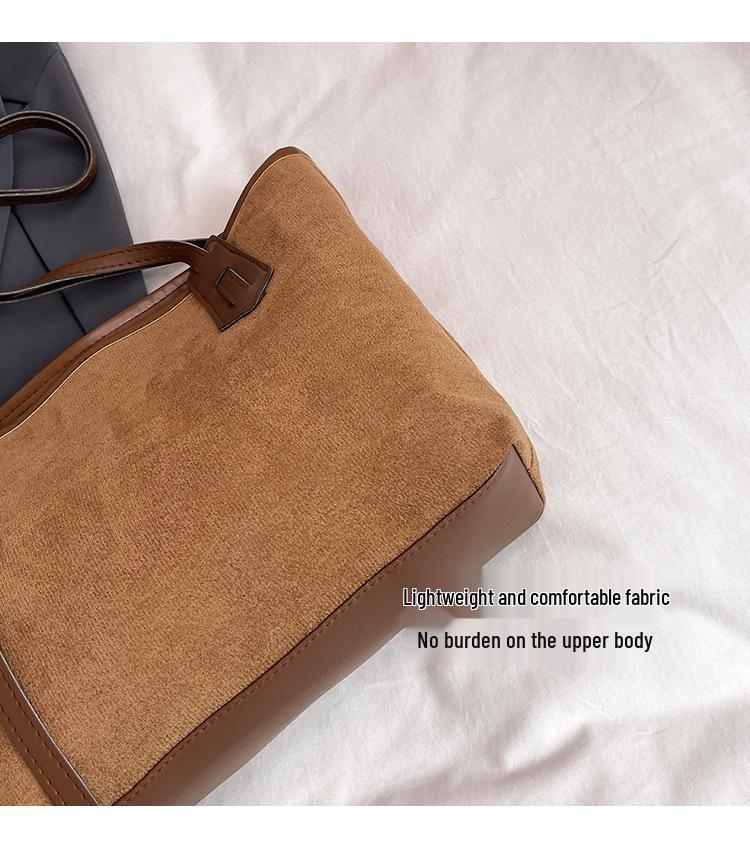 Сумка-тоут из замши в корейском стиле: Европейский и американский ретро, большая вместимость, повседневная сумка-мессенджер через плечо