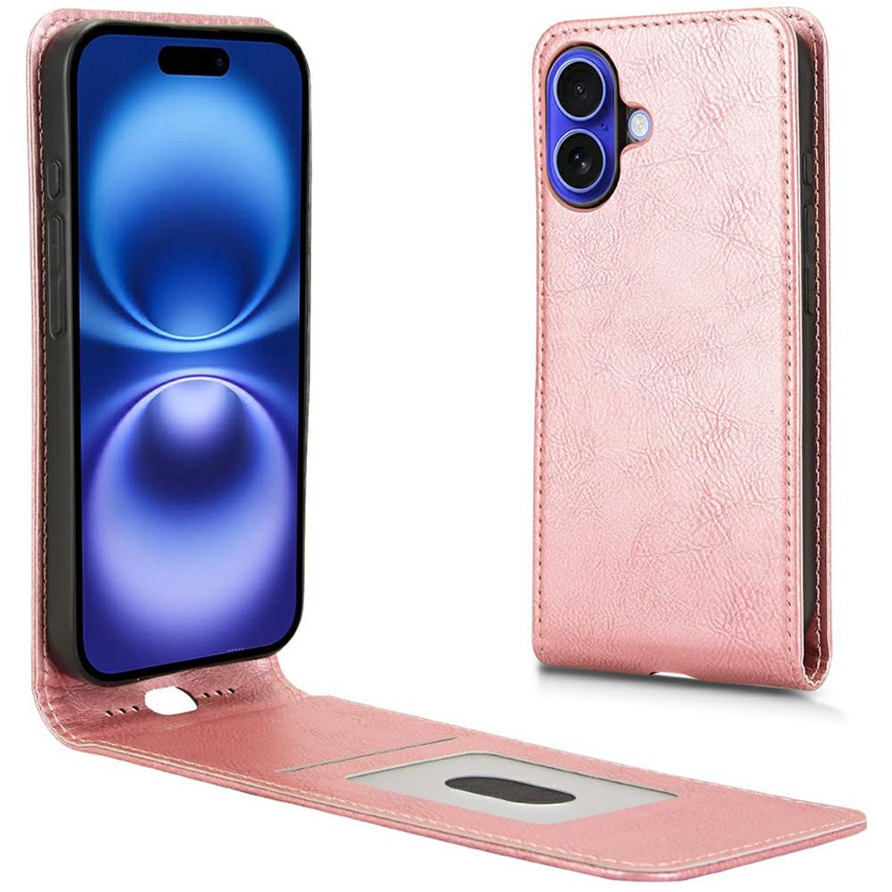 Чехол для iPhone 16 с отделением для карт, магнитный вертикальный кожаный чехол-книжка - черный