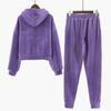 Korean Women Velvet Tracksuit 2 Piece Set Autumn Winter Thick Warm Casual Women's Suit Crop Hooded Zipper Sweatshirt