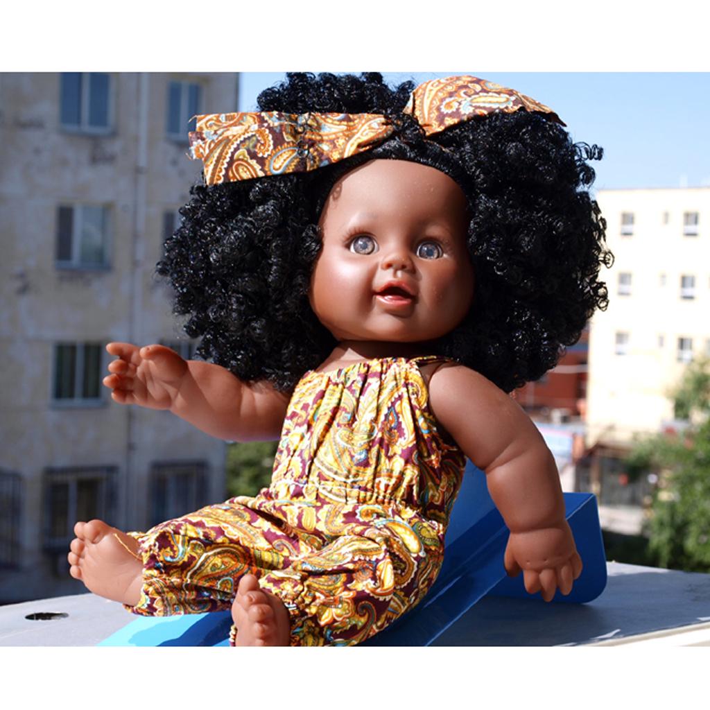 30cm Real Life Baby Girl Doll Vinyl African Newborn