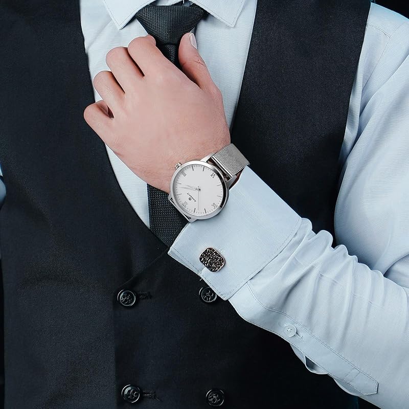 [ANNEFIT] Metal Watch Band 20mm Mesh Stainless Steel Watch Replacement Band 316L Stainless Steel Replacement Belt Quick Release Silver