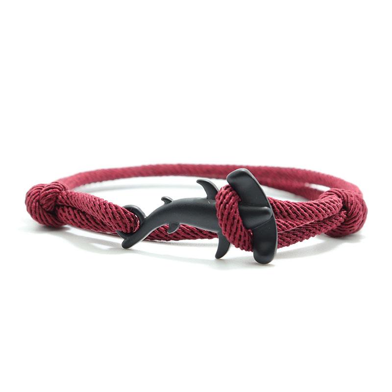 Double Layer Mens Shark Bracelet Sliding Adjustable 3mm Thin String Braslet Beach Nautical Silk Rope Braclet Pulseiras Hombre