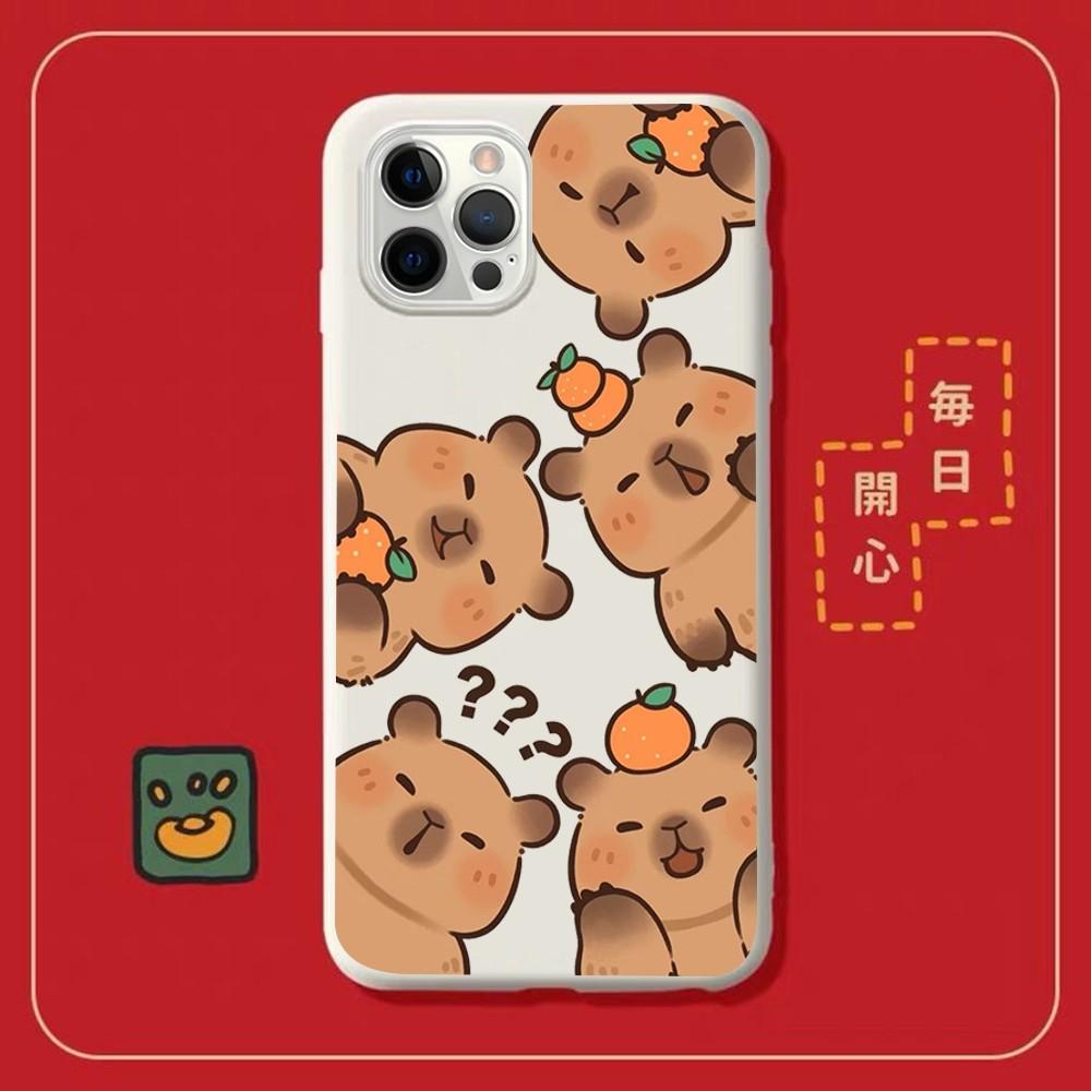 Мультяшный чехол для телефона с капибарой для iPhone 14 11 12 13 Mini Pro Xs Max 8 7 6 6S Plus X XR, однотонный чехол конфетного цвета