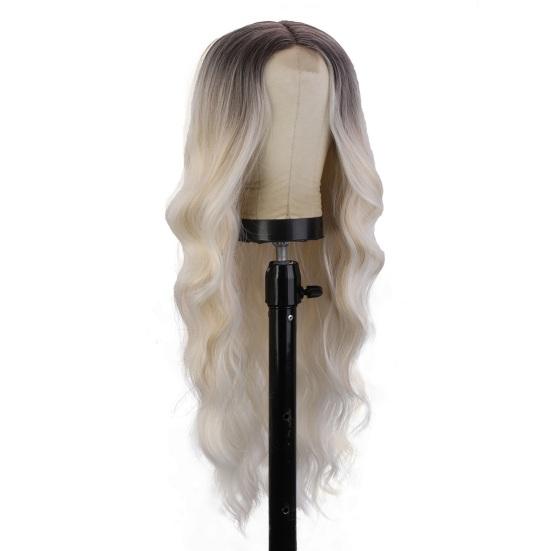 Women Wig High Temperature Wire Curly Long Wig Fashionable Natural Look Lady Gradient Hair Wig for Dress Up