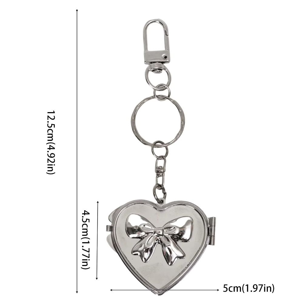 Double Sided Mirror Bag Hanging Keychain Heart Shape Cosmetic Mirror Key Chain Women