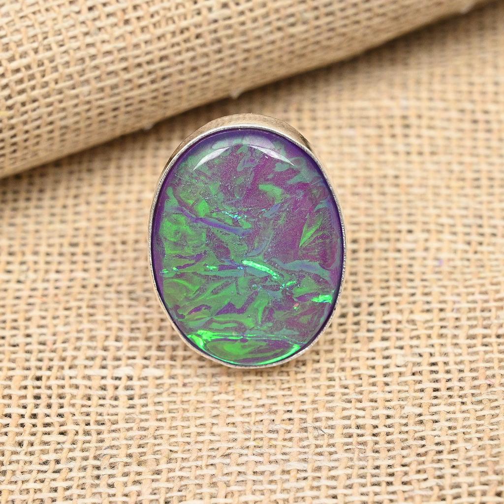 Ювелирное кольцо ручной работы из стерлингового серебра 925 пробы с фиолетовым австралийским тройным опалом для нее