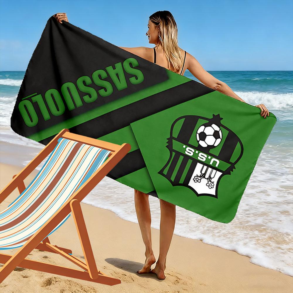 Giant Beach Towel with US Sassuolo Football Club Badge, Ultra Soft Quick Dry Microfiber, Fade Resistant, for Pool Beach Vacation