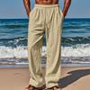 2024 Men's Cotton & Linen Loose-Fit Solid Color Lace-Up Trousers