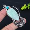 Amazonite, Turquoise Gemstone Handmade 925 Sterling Silver Pendant 3.19" d8J50