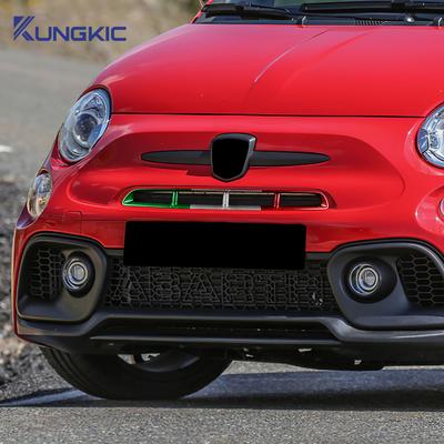 Наклейка из настоящего твердого углеродного волокна для Abarth 595 2017 2018 2019 2020 2025 2025 2025 2025 Передняя центральная решетка Трёхцветная углеродная отделка