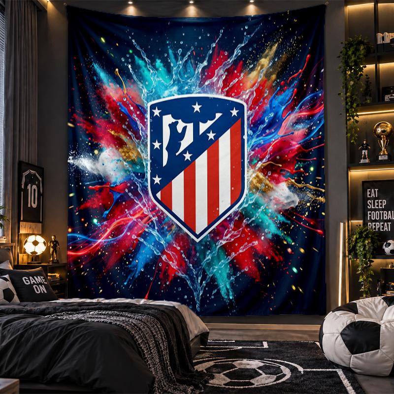 Wall Hanging Tapestry Atletico Madrid Print Cloth for Living Room Bedroom Home Decor