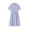 MUJI Cool Short Sleeve Shirt Sax Blue Size L Women's Dress, BC2LJA5S, Stripe,