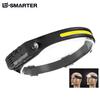 LED COB Induction Headlamp Built-in Battery Sensor Head Flashlight USB Rechargeable 5 Lighting Modes Waterproof Headlight