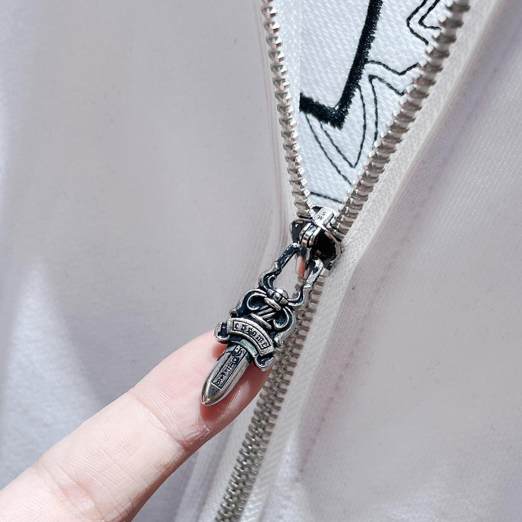 8632 CHROME HEARTS 2025 Новинка Весна и Осень Плюс Размер Тонкий Стиль Классический Стиль Логотип Молния Свитшот С Капюшоном Для Пар