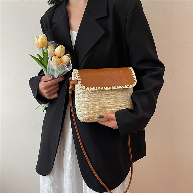 Сумка-мессенджер из бумажной веревки, плетеная вручную, для женщин, леди, пляж, маленькая сумка через плечо, сумка для отдыха, кошелек