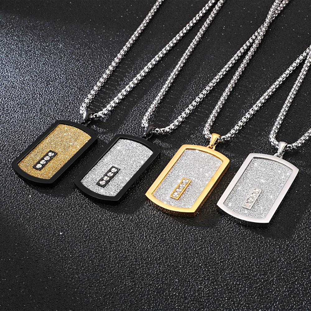 Kalen Stainless Steel Men's Engravable Pendant Fashion Hip-Hop Style Simple Necklace Jewelry Accessories