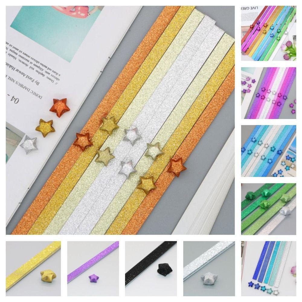 Shiny Lucky Star Paper Folding Strips DIY Origami Arts Crafting for 100pcs/set Party Decoration