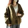Aimoha Quilted Warm Quilted Blouson Outerwear for and and with Cute Quilted Fabric Green and Other Women's Jacket, Fall, Winter, Spring, Collarless,