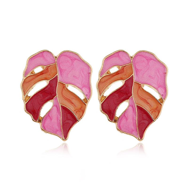 Leaves Earrings Hollow Out Vintage Female Alloy Personalized Personality Dripping Oil
