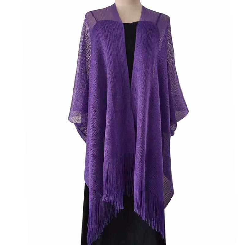 Bright Silk Shawl Fashion Gold and Shawl Flash Silver Silk Split Women Cheongsam Shawl