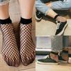 Women Ruffle Fishnet Ankle High Socks Lady Mesh Lace Fish Net Short Socks