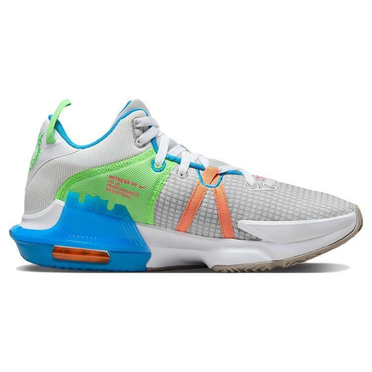 Nike Мужские кроссовки LeBron Witness 7 Grey Fog Multi-Color Булыжник Лазерно-синий Гипер-розовый DM1123-003