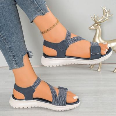 Летние новые сандалии женские спортивного стиля легкие и удобные большого размера сандалии на плоской подошве с застежкой-липучкой
