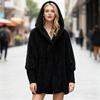 Women's Fuzzy Hooded Cardigan Oversized Fleece Jacket Open Front Sherpa Coat Fall Winter Outwear with Pockets
