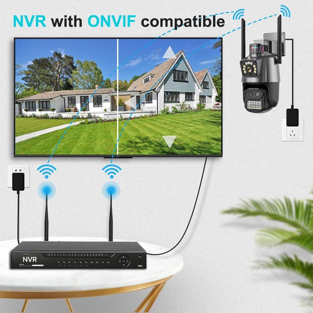 LS VISION Уличная камера EU PTZ 9MP 4K HD 8X гибридный зум три объектива двойной экран Wifi IP камера 4MP полицейский свет сигнализация CCTV видеонаблюдение ICSee