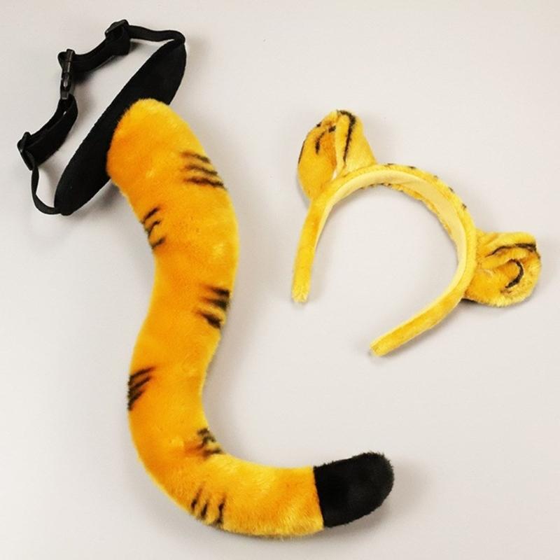1/2/4Pcs Tigeres Costume Set Tigeres Ears Headband Tail Paw Gloves Kids Halloween Christmas Party Animal Cosplay Costume