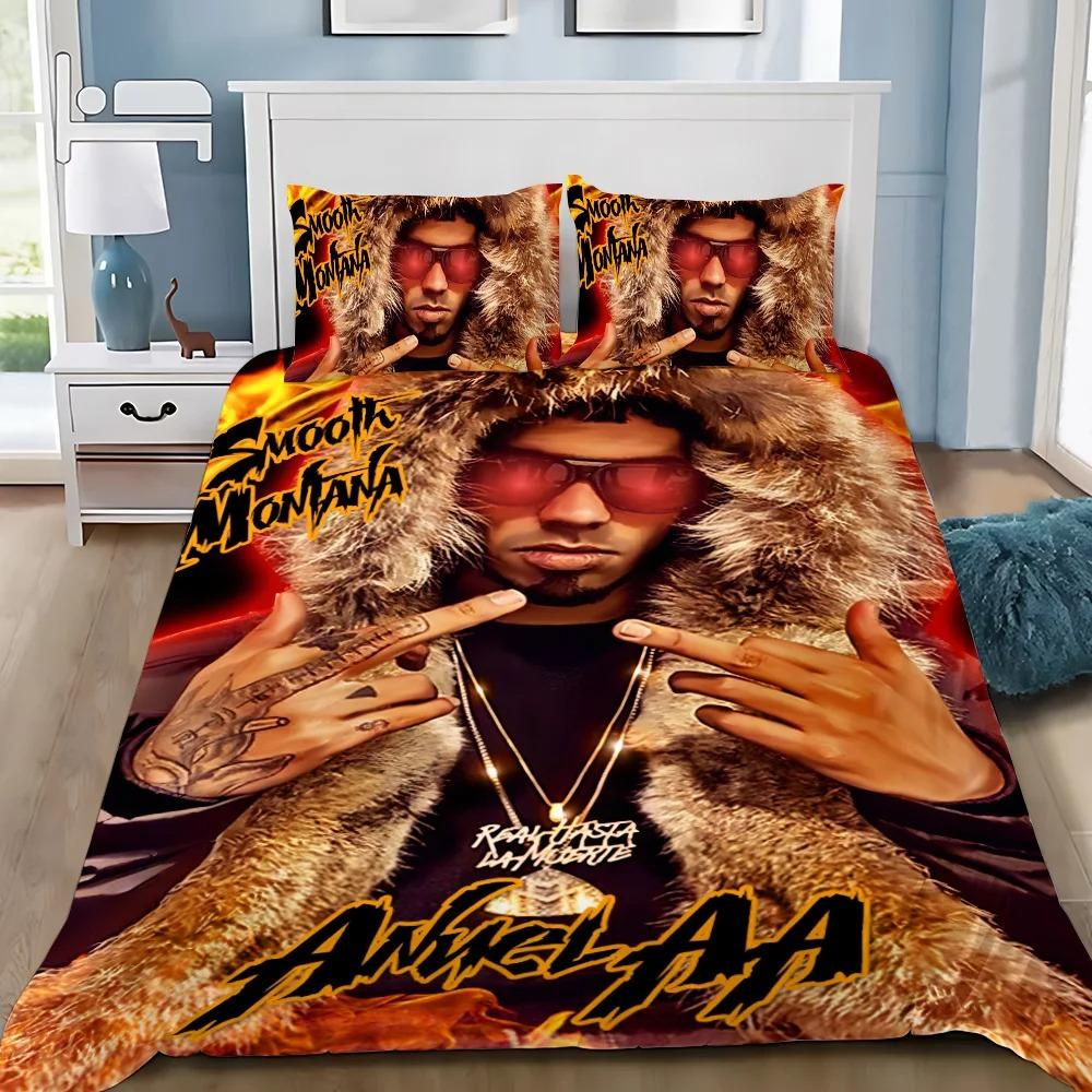 Hot Sale Anuel AA Bedding Set Soft Polyester Quilt Cover Pillowcase Set Single/Double/Queen for Boys Girls Home Textile