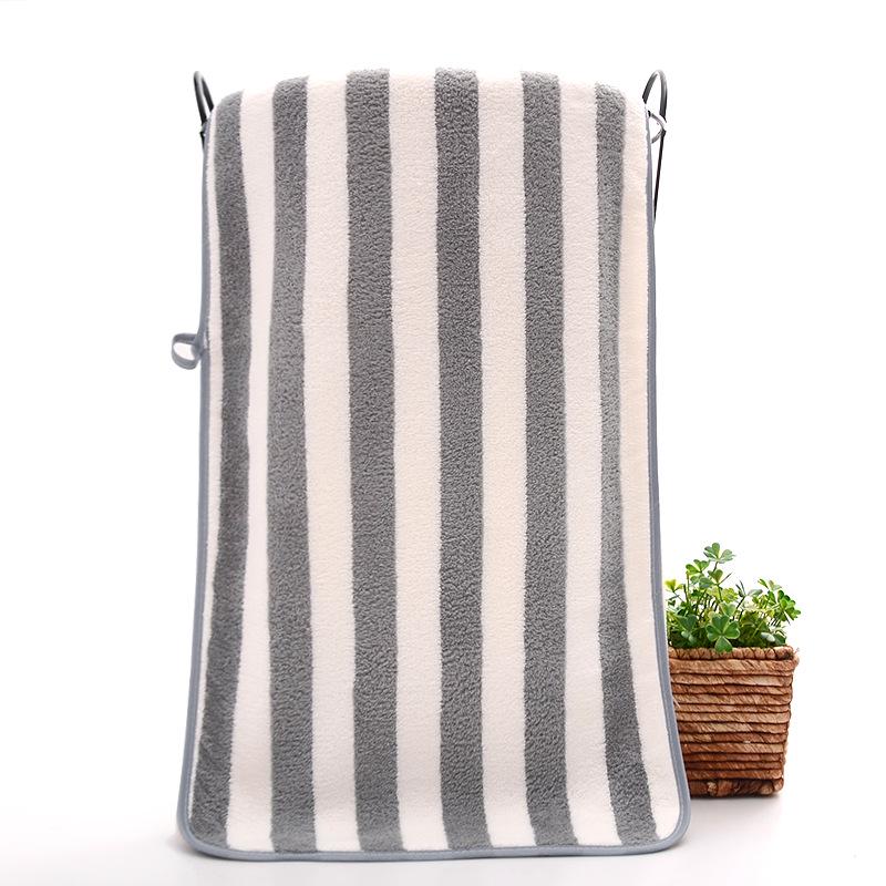 Soft Absorbent Warp-Knit Coral Fleece Towel with Thin Stripes - Thickened Face Wash Towel with Customizable Logo