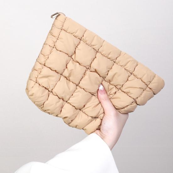 Косметичка Компактный Размер Стеганая Сумка для Макияжа с Застежкой-молнией Сверху Просторный Внутренний Карман Легко Чистить Дорожный Органайзер для Косметики