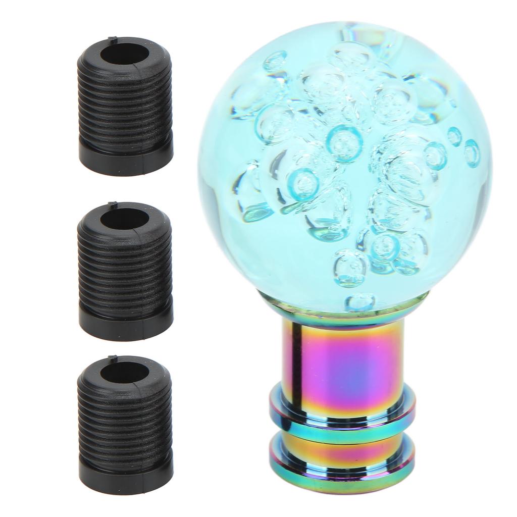 Gear Shift Knob with M8 M10 M12 Adapter Universal Acrylic Transparent Bubble Style Shifter Head for Car Light Blue