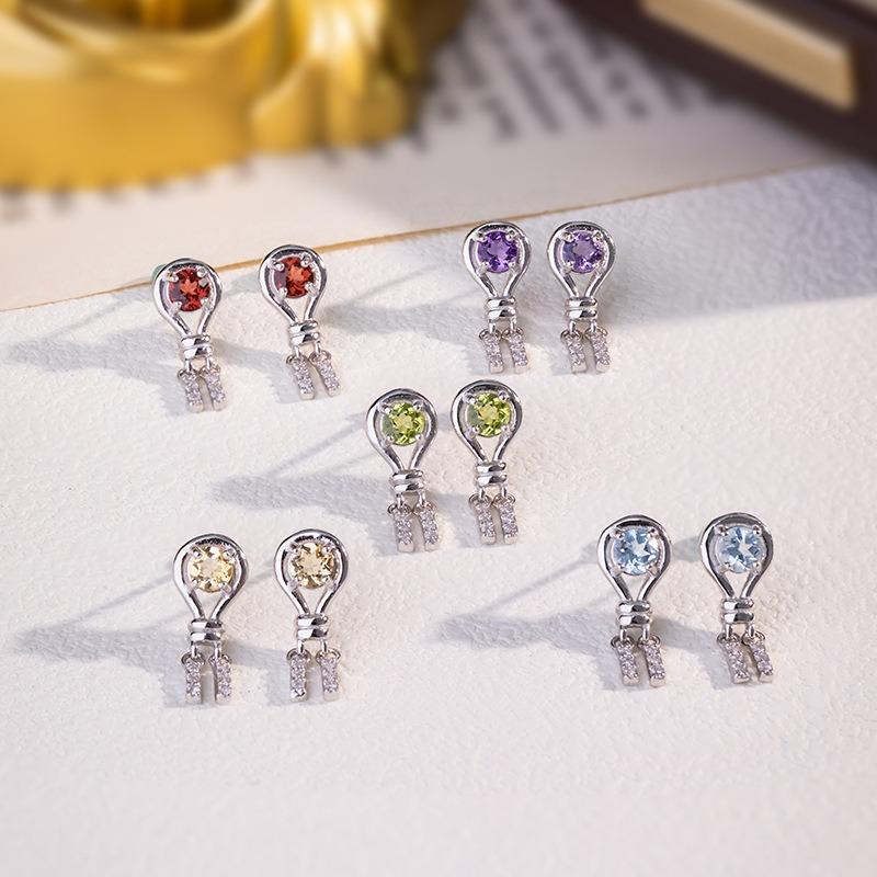 S925 Sterling Silver Tassel Earrings with Natural Topaz Crystal Drop Earrings for Women Elegant Jewelry Gift for Her Birthday