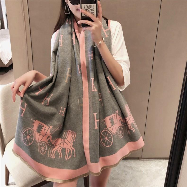 Classic Fashion Letter Thousand Birds Grid Imitation Cashmere Scarf Women's Winter Thickened Double Sided Air Conditioning Shawl Scarf Women's