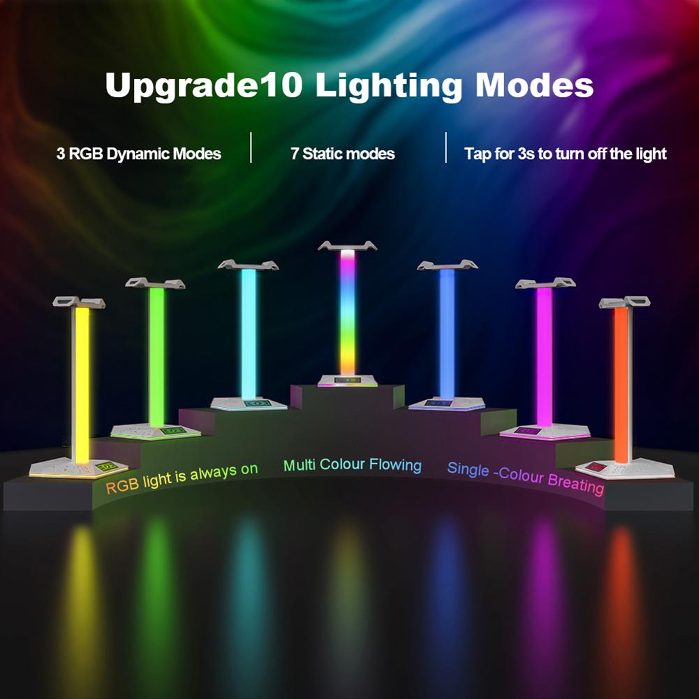 RGB Gaming Headphone Stand Glow Earphone Rack Dual USB Ports Desktop Display Bracket Headset Hanger For PUBG Computer Gamer