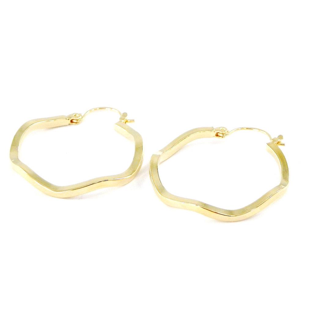 Les Trésors De Lily [E1080] — Позолоченные серьги-кольца «Рябь» — 30 мм 2 мм