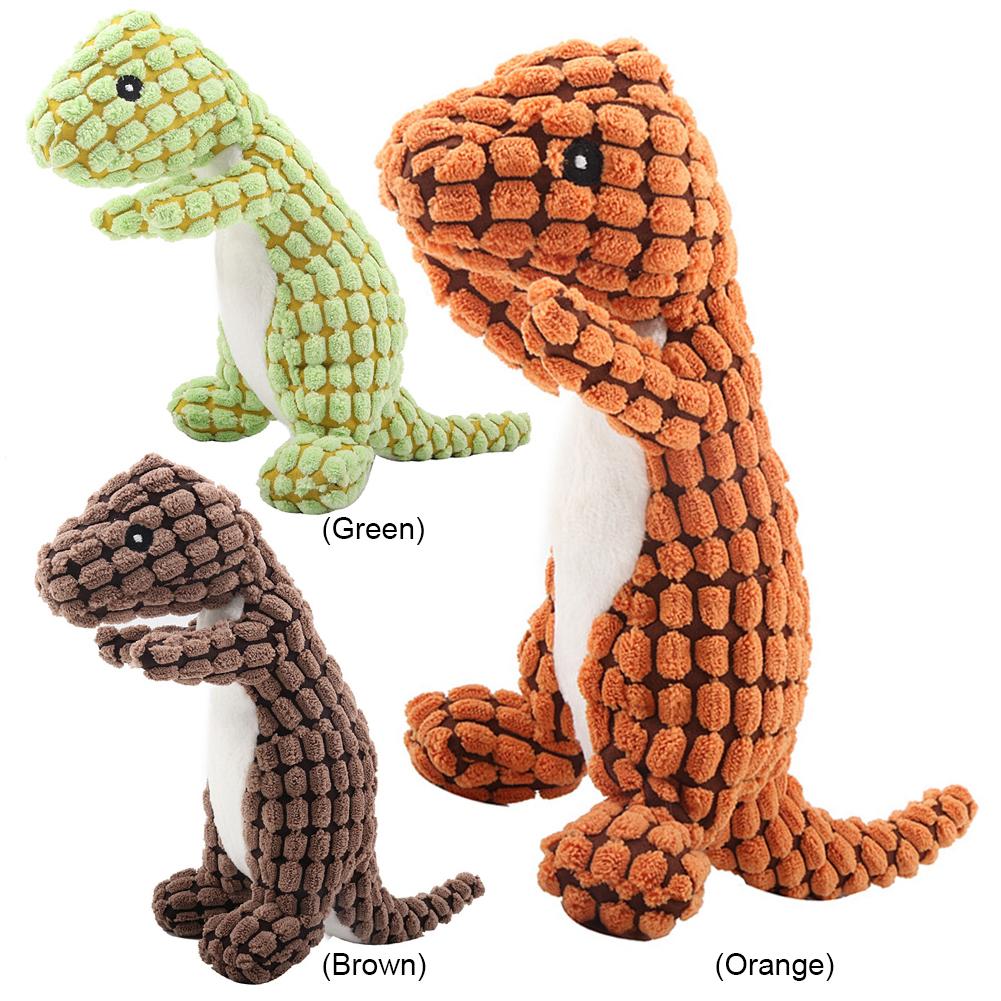 Indestructible Robust Dino Cute Squeaky Dog Toy Unbreakable Stuffed Plush Dog Toy Soft Pet Plush Toy for Aggressive Chewers