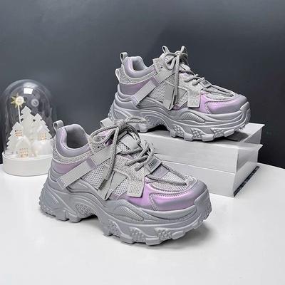 Модные весенне-осенние новые сетчатые дышащие кроссовки на шнуровке, повседневные кроссовки на мягкой подошве, на небольшой платформе, для бега