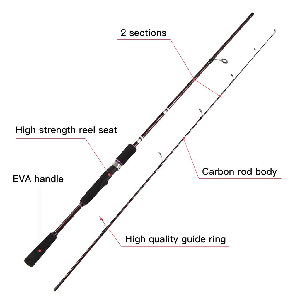 Углеродная спиннинговая удочка 1,8 м, цельнолитая удочка с удобной ручкой из ЭВА